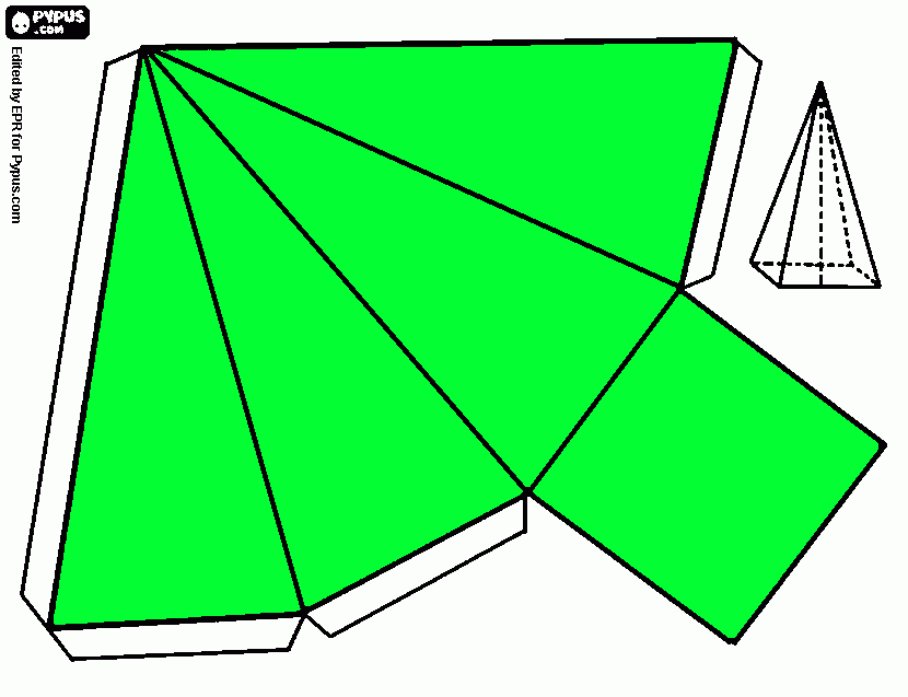 piramide cuadrangular  para colorear