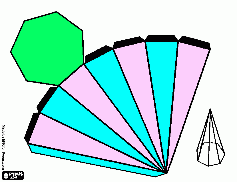piramide hegtagonal para colorear