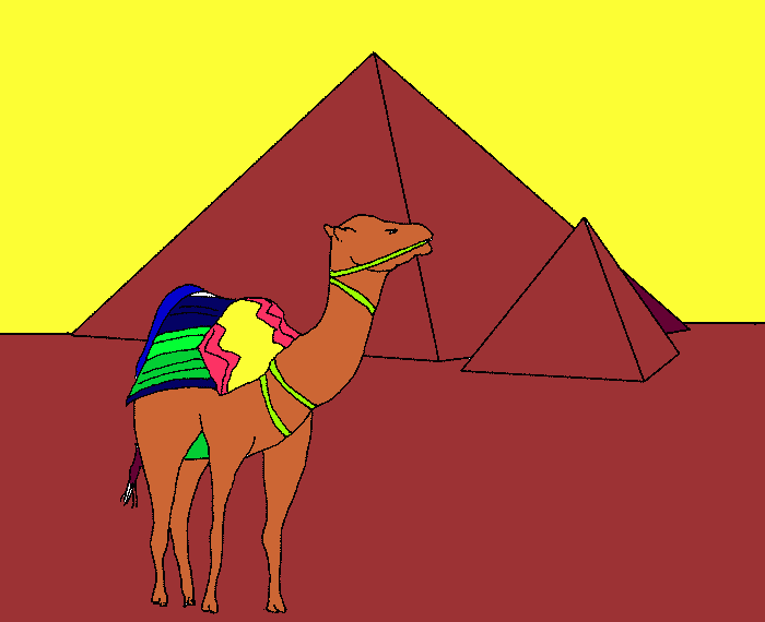 piramide y camello para colorear