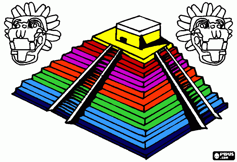 pirámide chichen itza para colorear