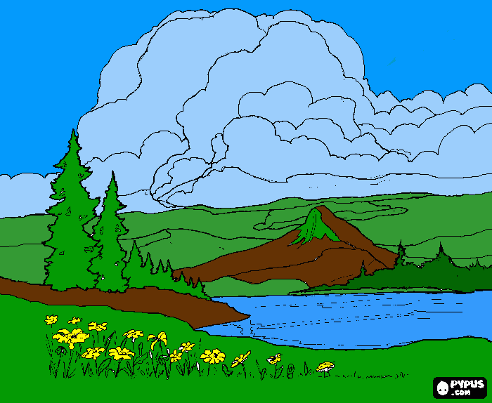 pisaje de montañas para colorear