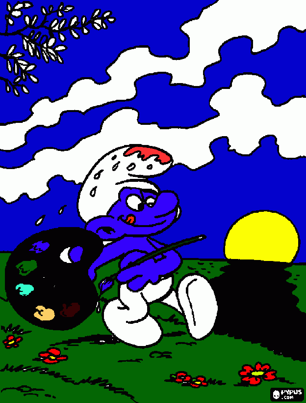 pitufo pintor para colorear