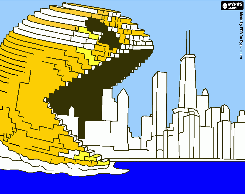 pixels pacman para colorear