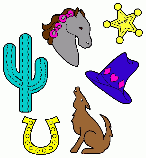 placa  y   caballo    y     cactus   y    eradura   y   coyote para colorear