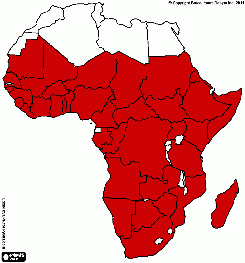 planisferio africa  para colorear