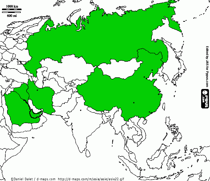 planisferio asia para colorear