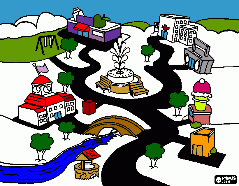 plano ciudad para colorear