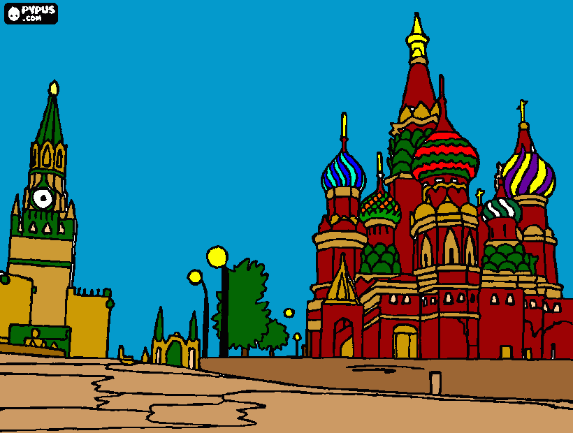 Plaza roja de Moscú para colorear