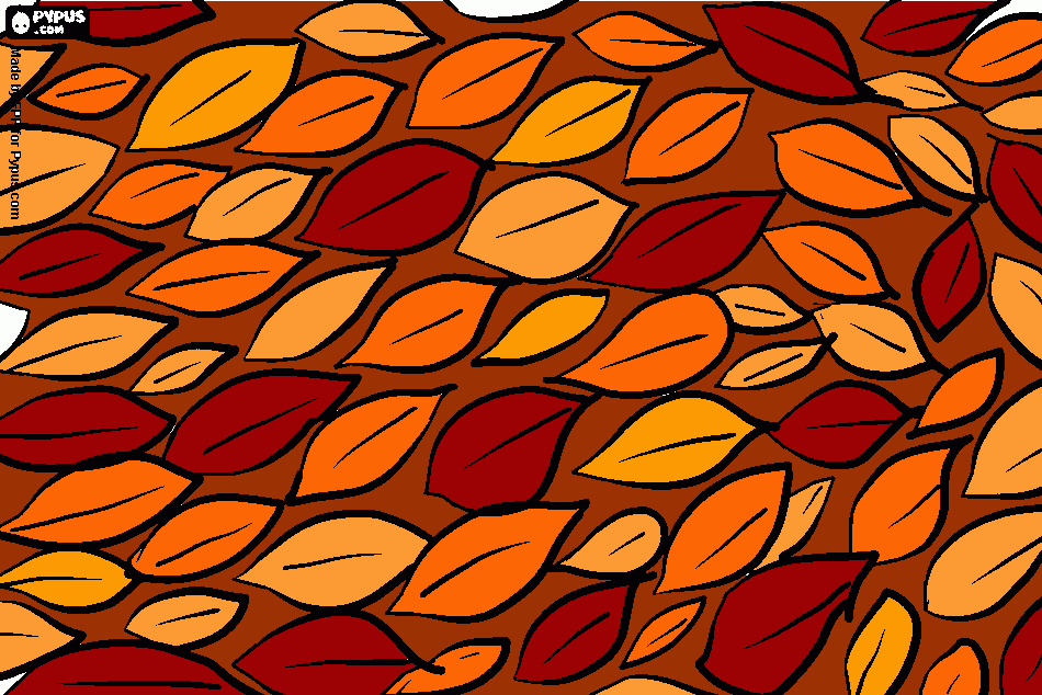 plástica dibujo de hojas en otoño para colorear