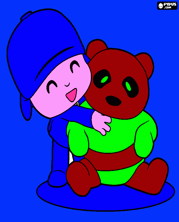 pocoyo con oso para colorear