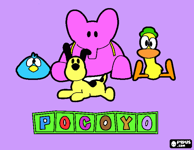 pocoyo  con  sus  amigos para colorear