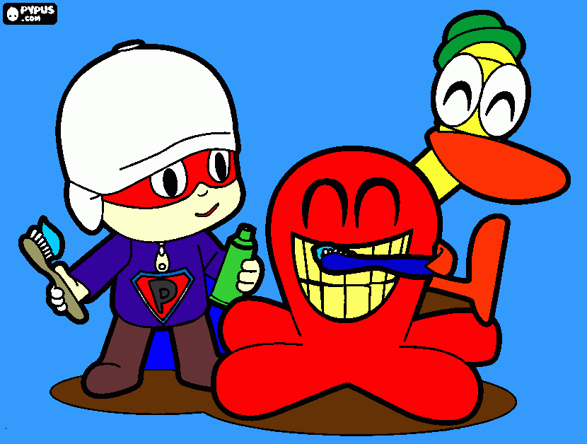 pocoyo,fred y dientes para colorear
