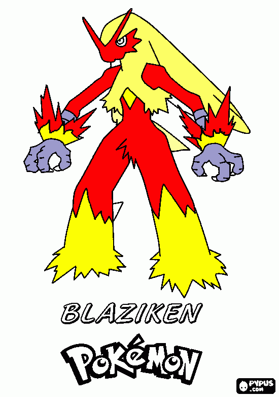 pokemon blaziken para colorear