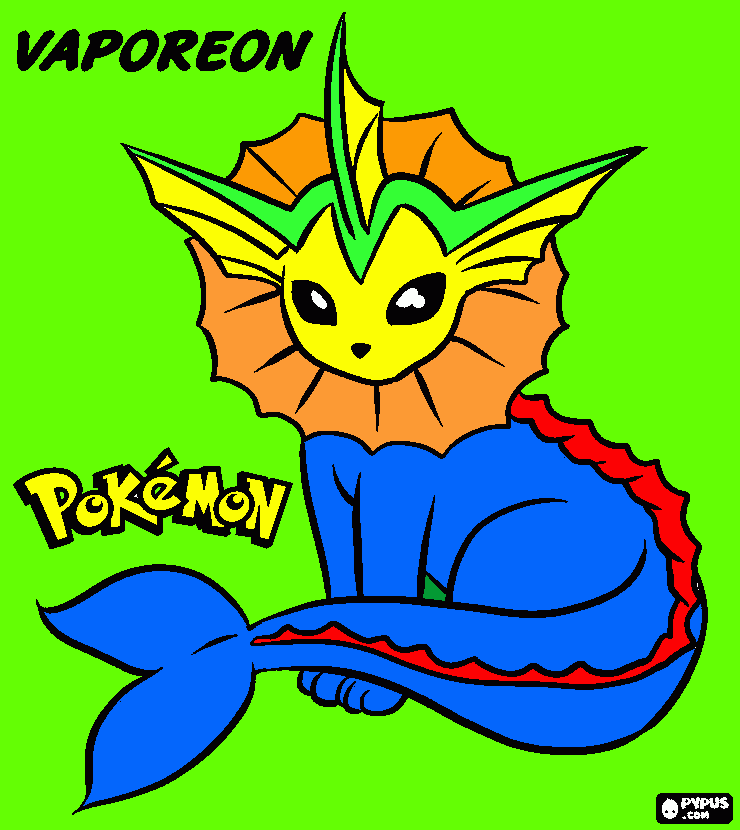 pokemon vaporeon para colorear