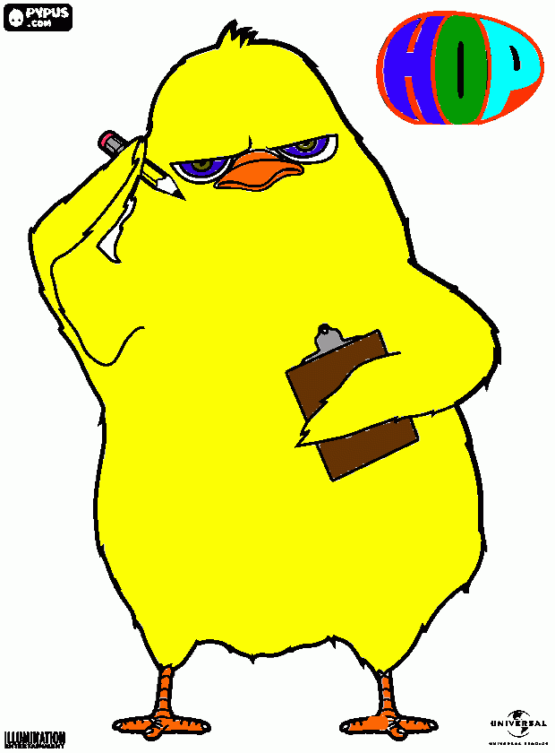 pollito en cuenta para colorear
