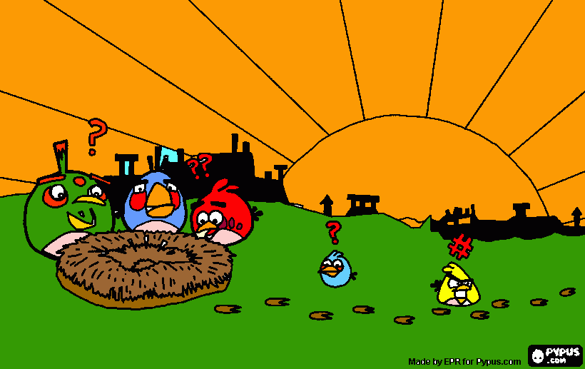 pollos furiosos para colorear