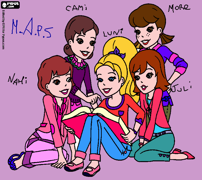 Polly friends, Julia, luna, camila, morena y nahiara! para colorear