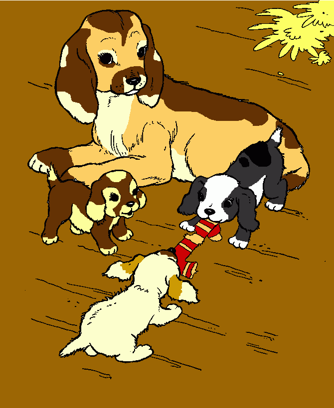 Polly y sus cachorros para colorear