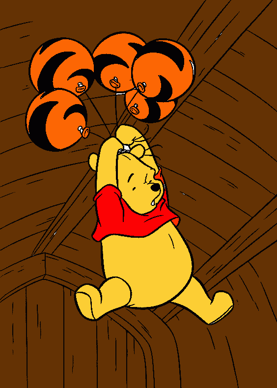pooh flotando para colorear