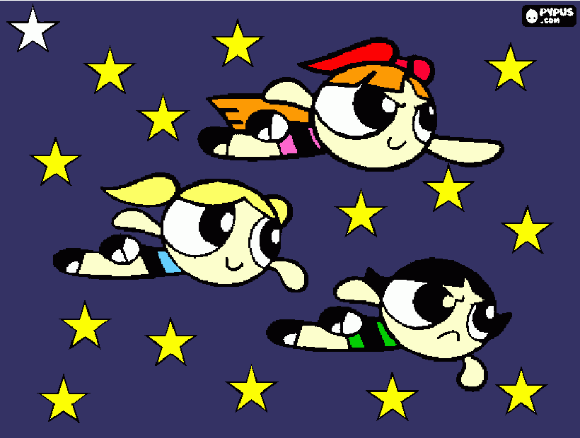 Powerpuff girl es una chica muy inteligente. Ellas son bonita y maduro. Le gusta el padre.  para colorear