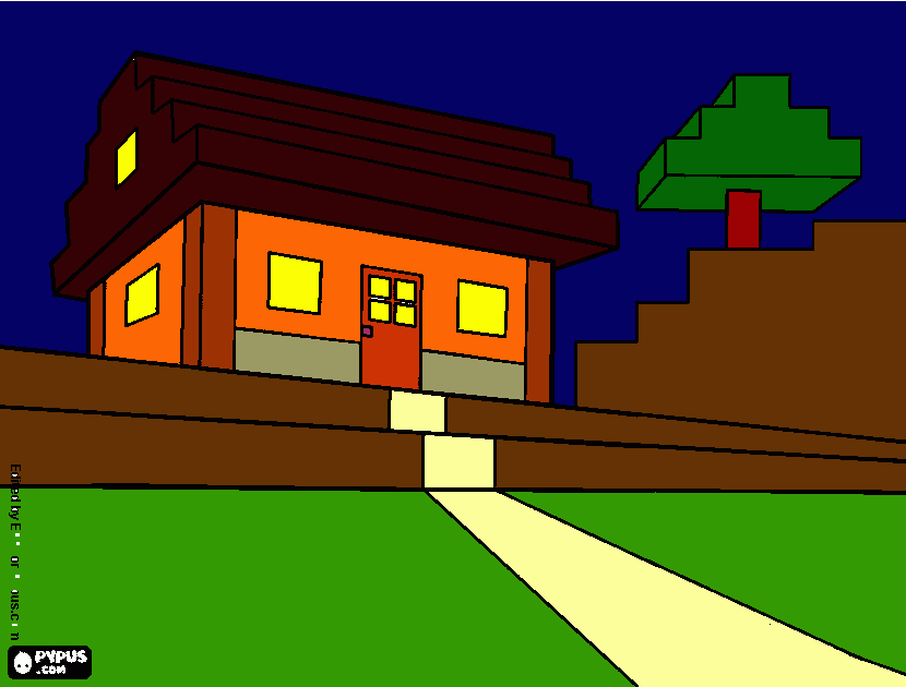 Primera casa de roble oscuro para colorear