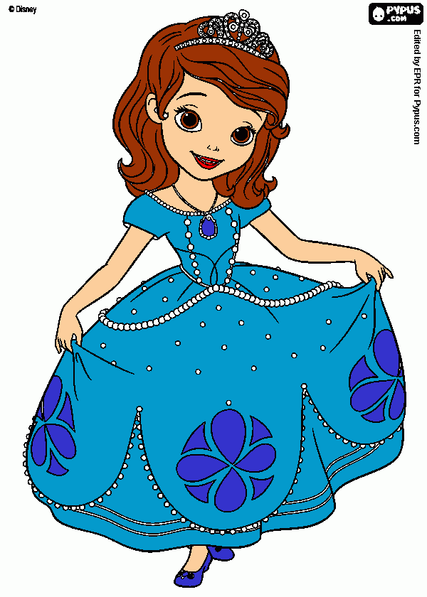 princesa azul para colorear