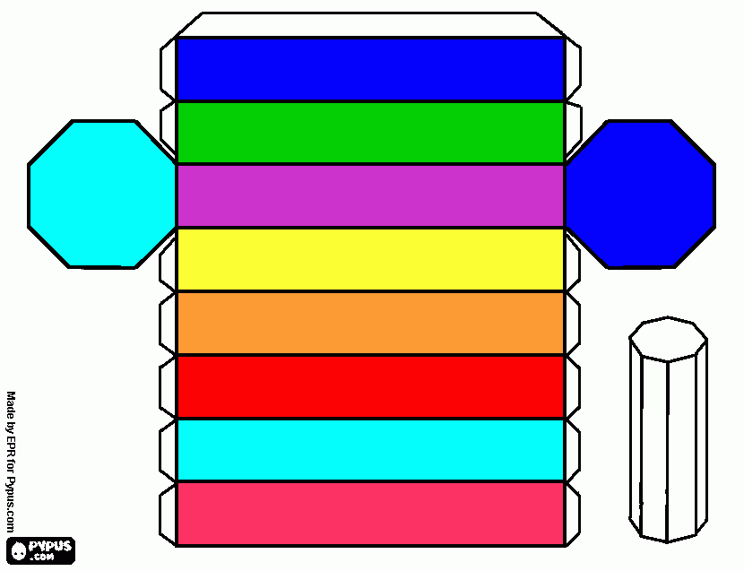 prisma octagonal multicolor para colorear