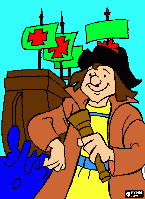 profesora yo escogi este dibujo por que me yamo la atencion por que muestra cuando cristobal colon llego a America para colorear