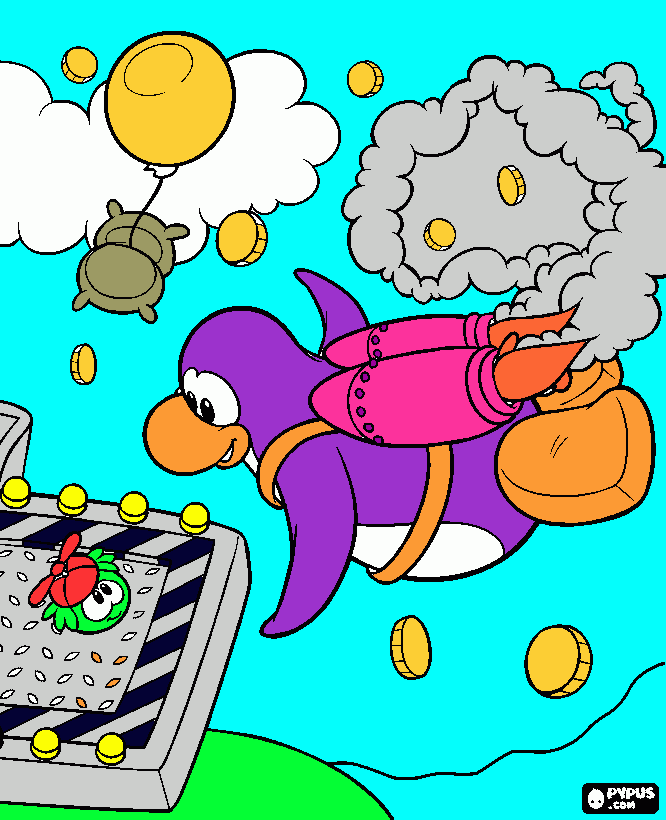 puffle verde para colorear
