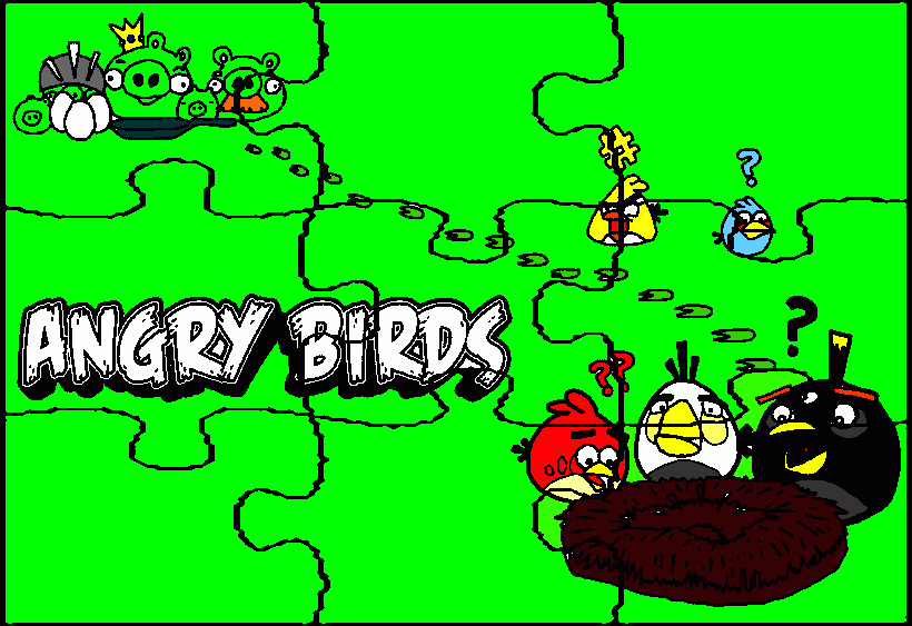 puzzle angry birds para colorear