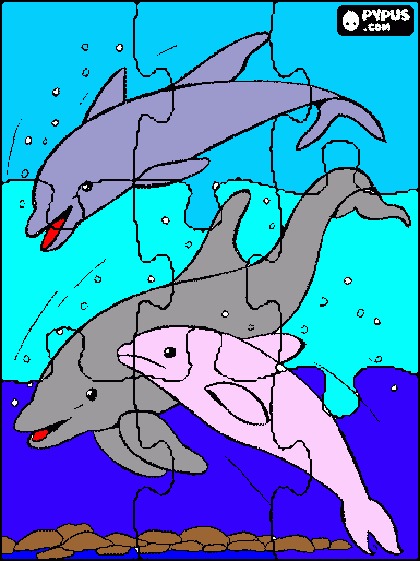 puzzle delfin para colorear