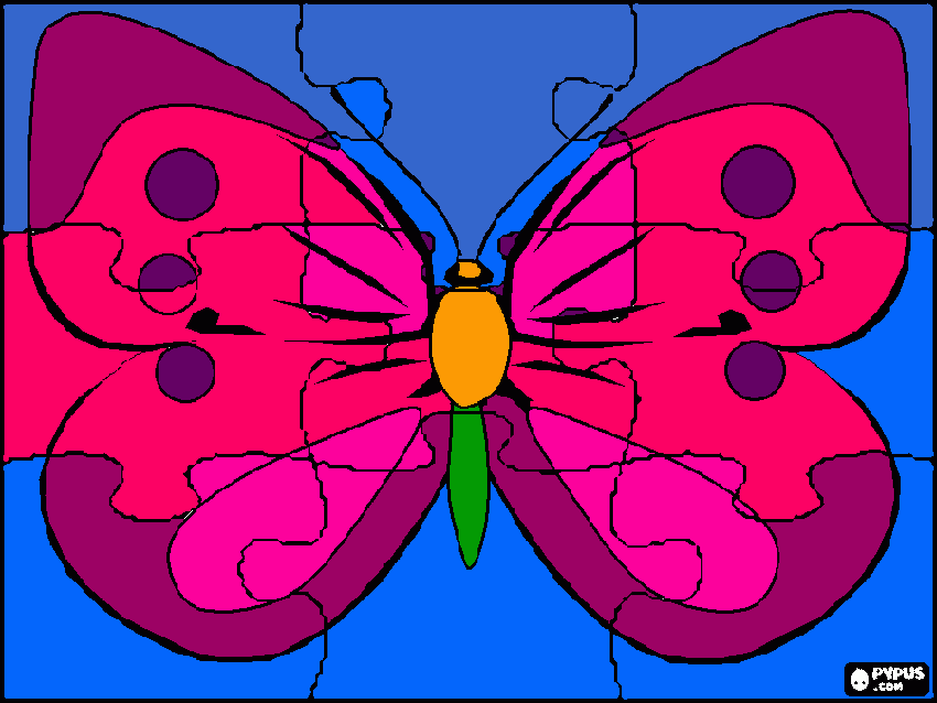 puzzle mariposa para colorear