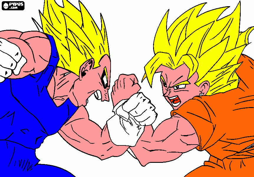 que goku esta luchando contra vegeta fase 2 y vegeta fase 2 para colorear