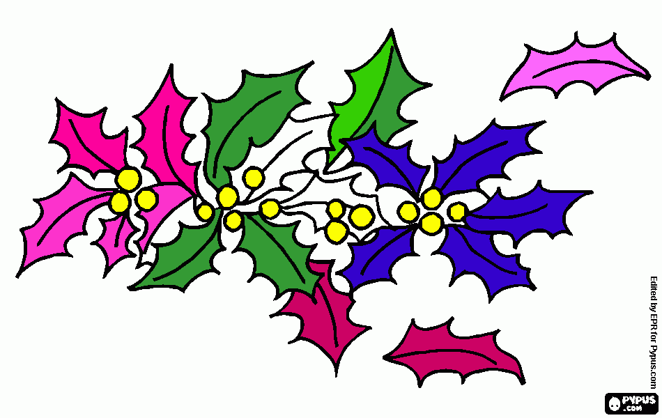 RAMAS ACEBO para colorear