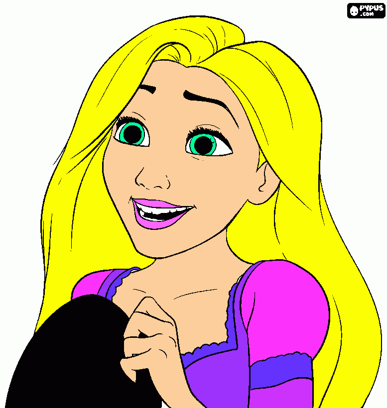 rapunzel con un sarten para colorear