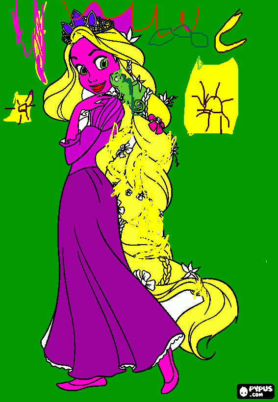 rapunzel en navidad conmascal para colorear