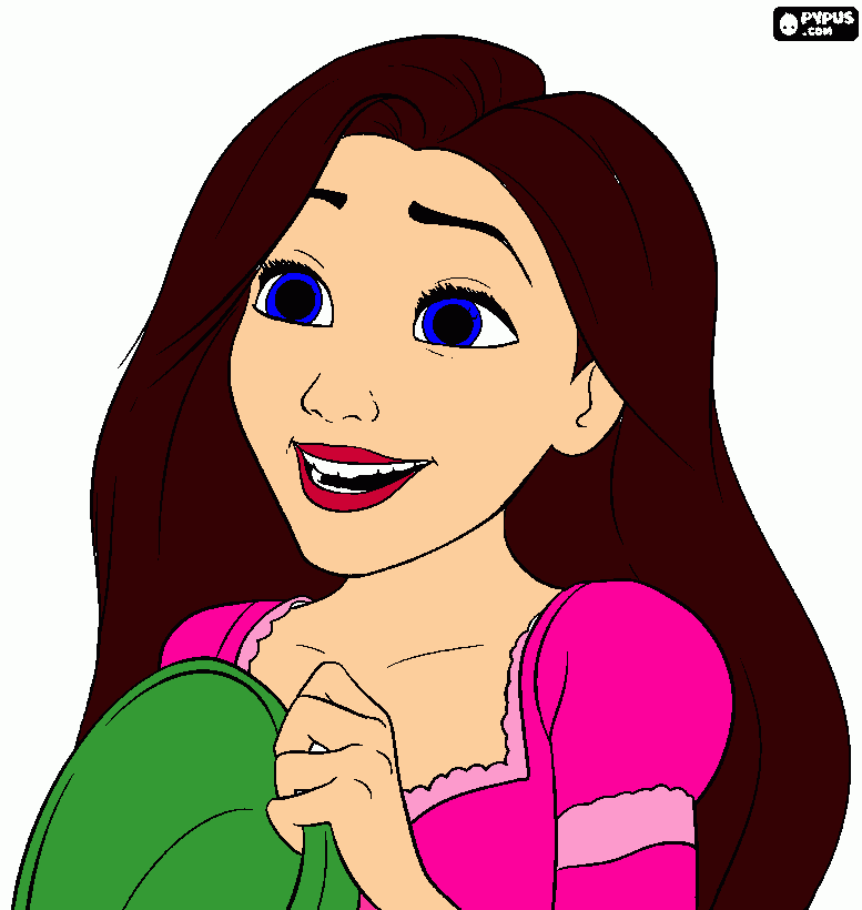 rapunzel morena para colorear