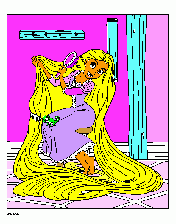 rapunzel se peina para colorear