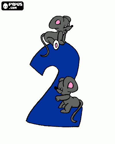 ratones numero dos para colorear