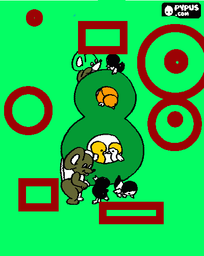 ratones numero ocho para colorear