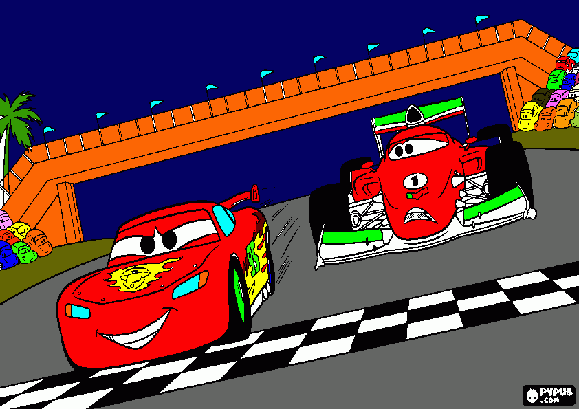 rayo mcqueen y francesco bernouli para colorear