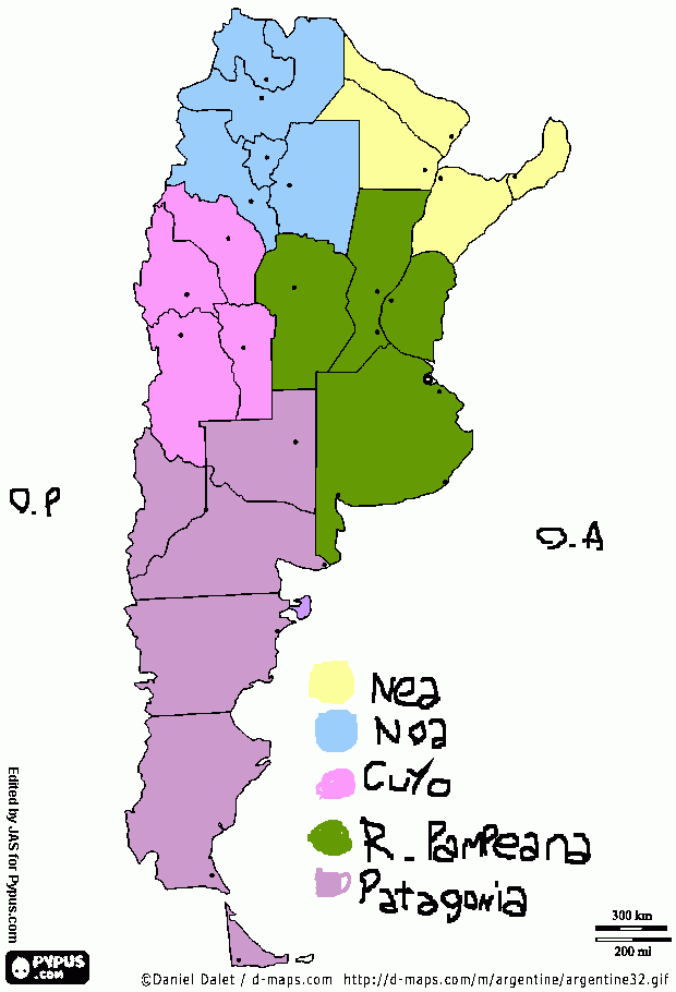 regiones de argentina para colorear