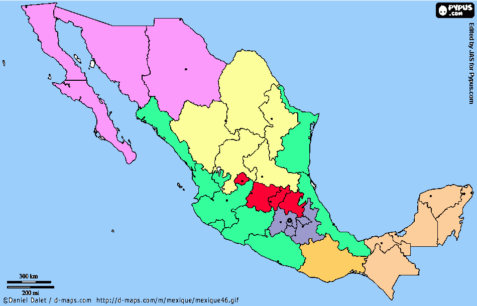 regiones de mexico para colorear