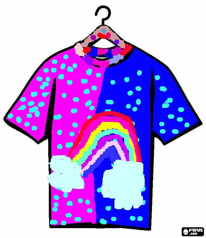REMERA con arco iris para colorear