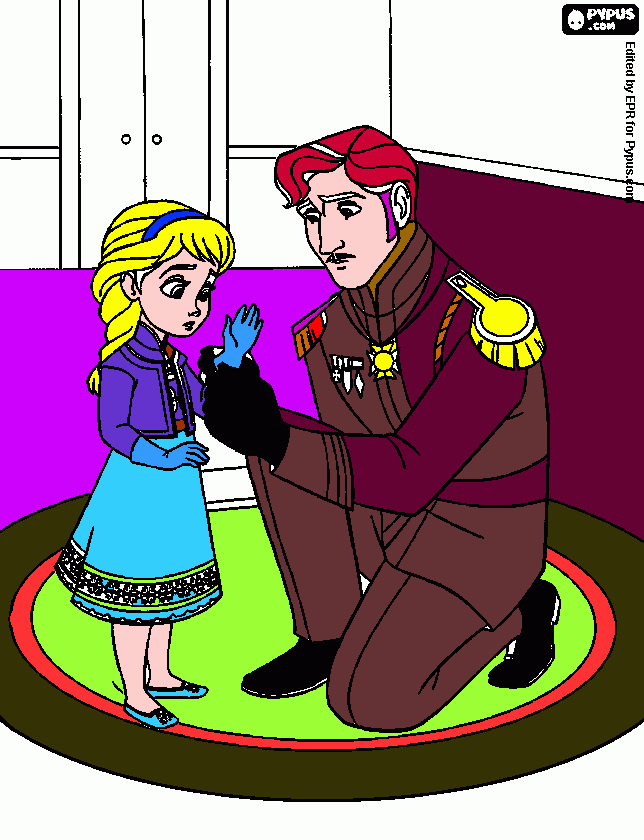 Rey y Elsa para colorear