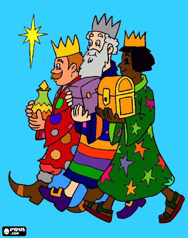 reyes magos color para colorear