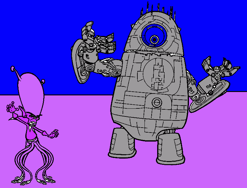 robot alien pulpo malo para colorear