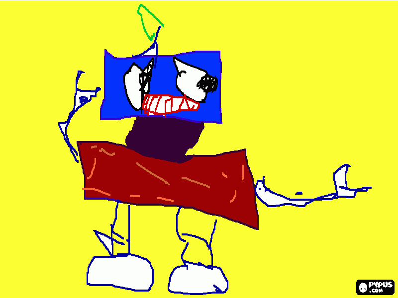 ROBOT sobre un fondo amarillo para colorear