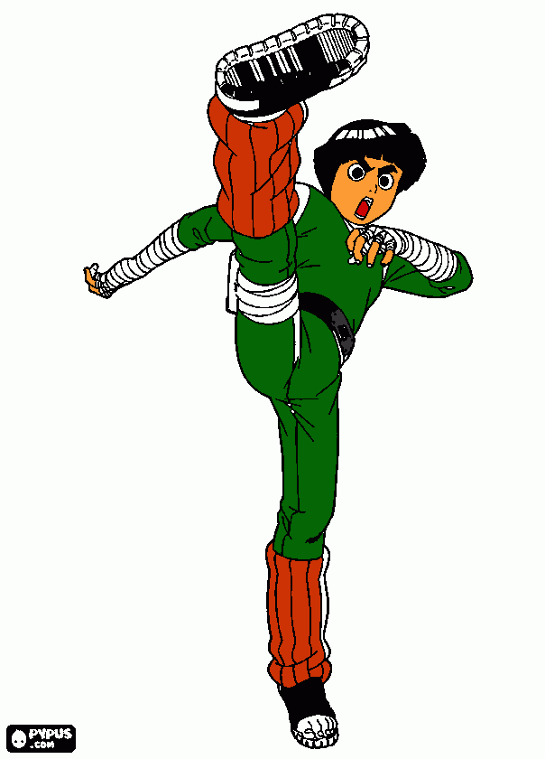 rock lee, personaje de naruto para colorear