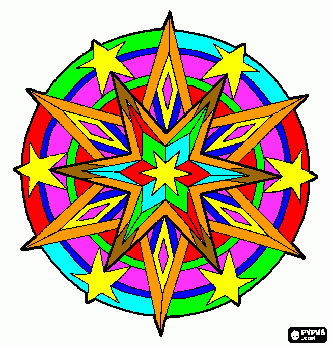 Rosa de los Vientos Colorida para colorear